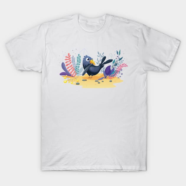 Cartoon blackbird T-Shirt by zinclizard